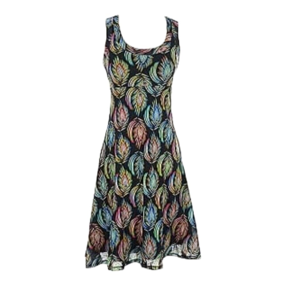 Karen Kane Tropical Leaf Stretch Sleeveless Dress Size Medium